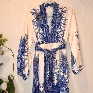 Floral Blue and White Dress